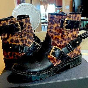 Nine West Leopard Combat Boots